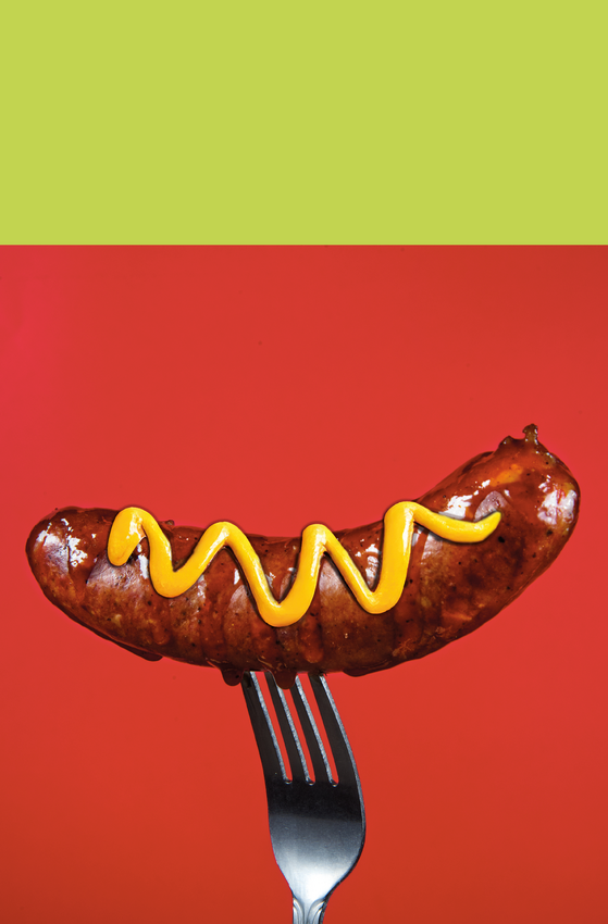 Gabel mit Bratwurst
