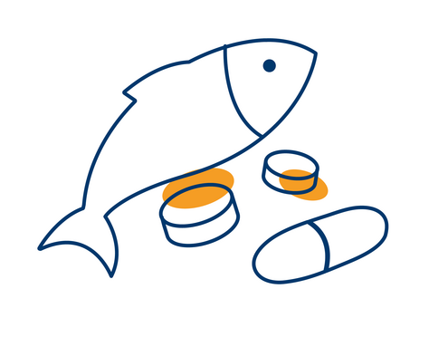 Fisch und Pille als Icons