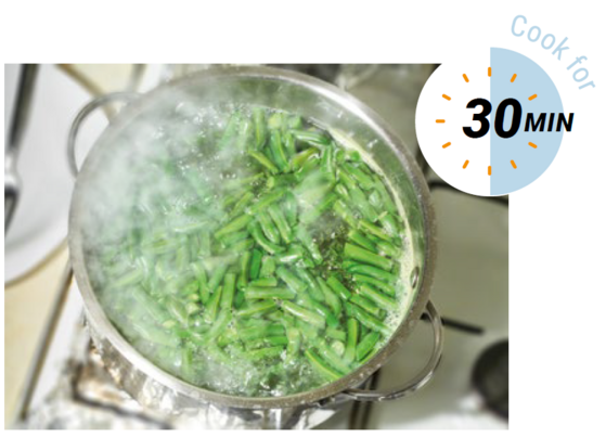 Beans in a saucepan