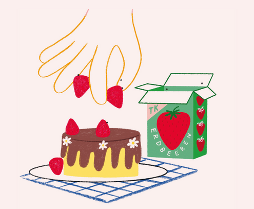 Illustration Kuchen und Hand