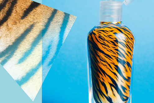 Glasfläschchen mit Tiger-Muster