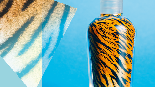 Glasfl&auml;schchen mit Tiger-Muster